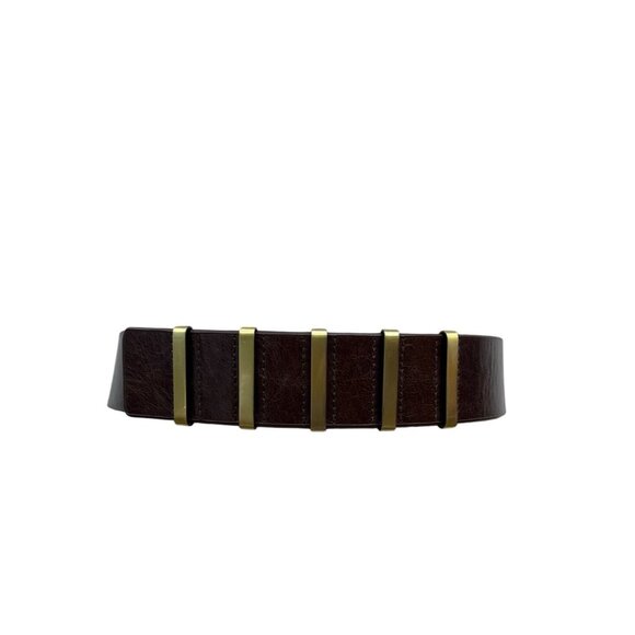 Brown Leather Belt With Gold Accents By W By Worth Size M main image 9